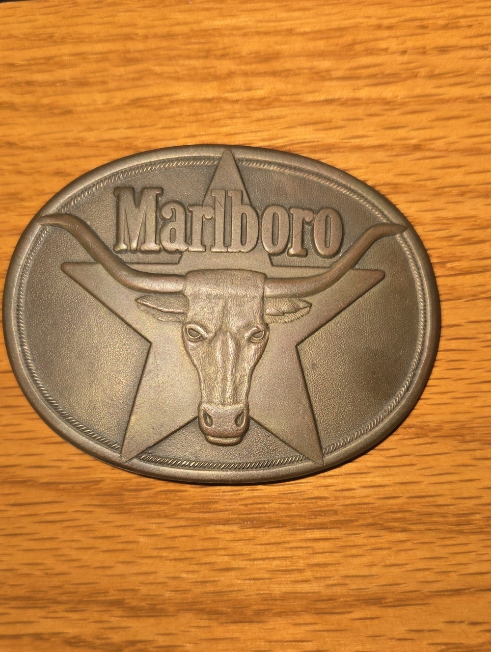 Vintage Marlboro Embossed Longhorn Star Belt Buckle